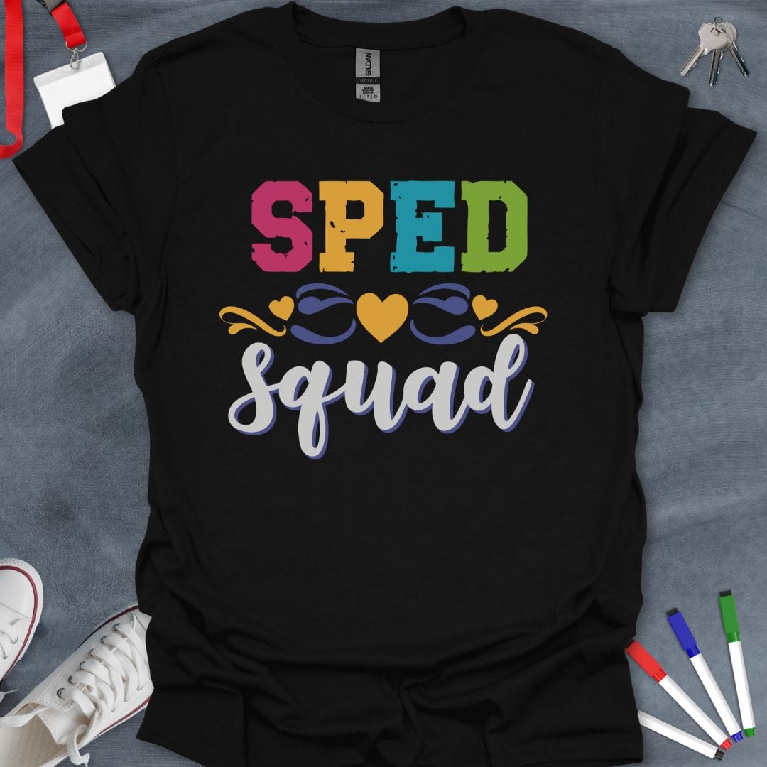 Teacher T-Shirt Black / S SPED Squad Heart T-Shirt