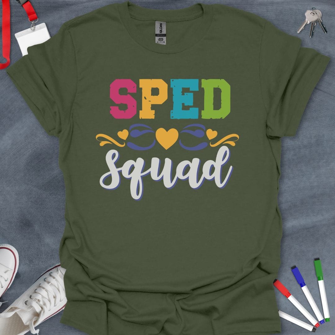 Teacher T-Shirt Military Green / S SPED Squad Heart T-Shirt