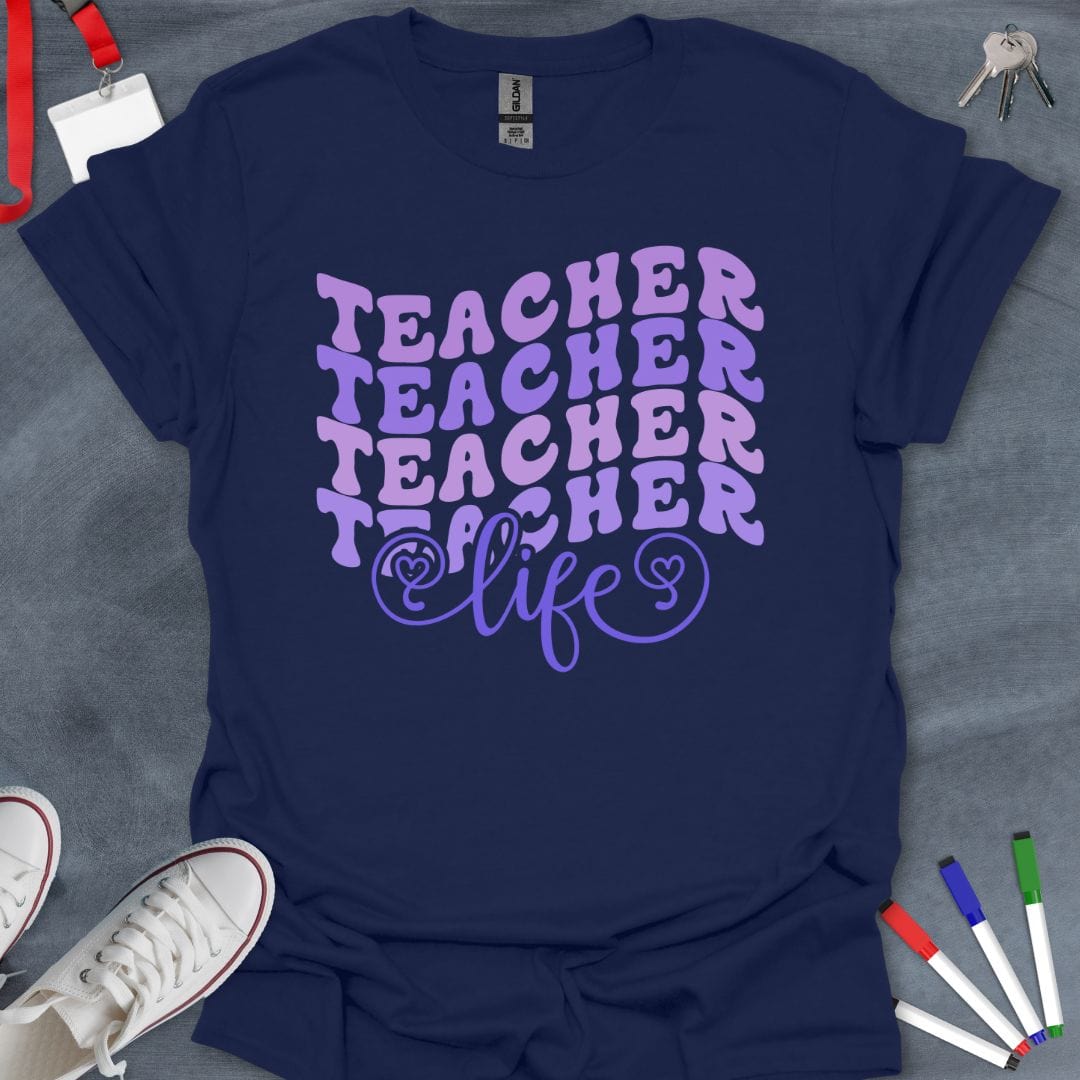 Teacher T-Shirt Navy / S Retro Teacher Life T-Shirt