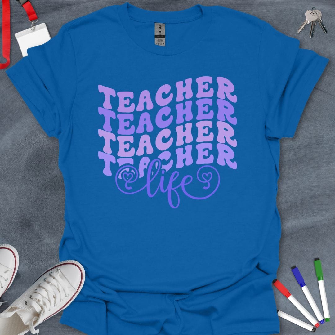 Teacher T-Shirt Royal / S Retro Teacher Life T-Shirt