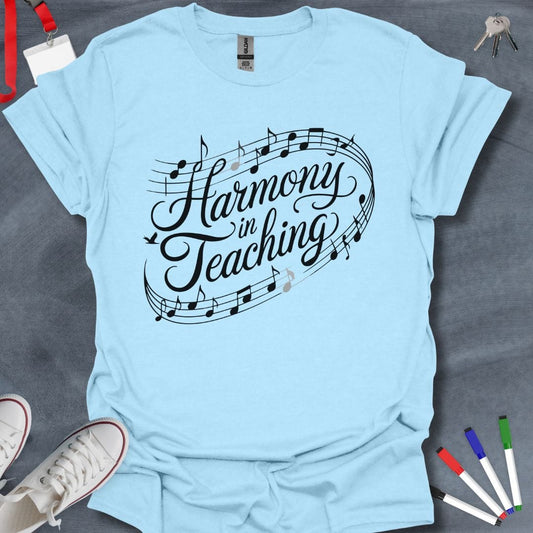 Teacher T-Shirt Light Blue / S Harmony in Teaching Flowing Music Notes T-Shirt