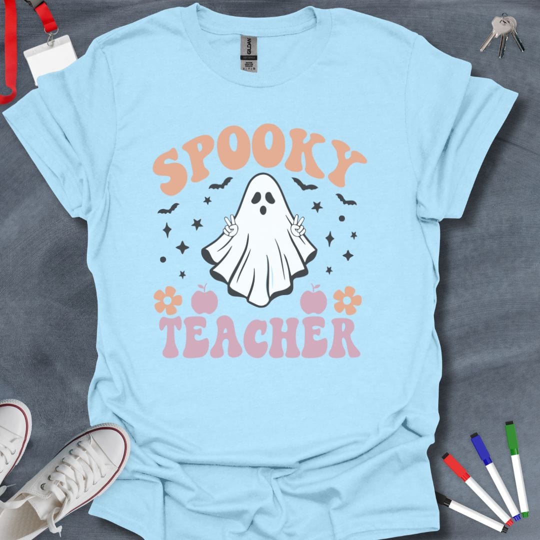 Teacher T-Shirt Light Blue / S Spooky Teacher Ghost T-Shirt