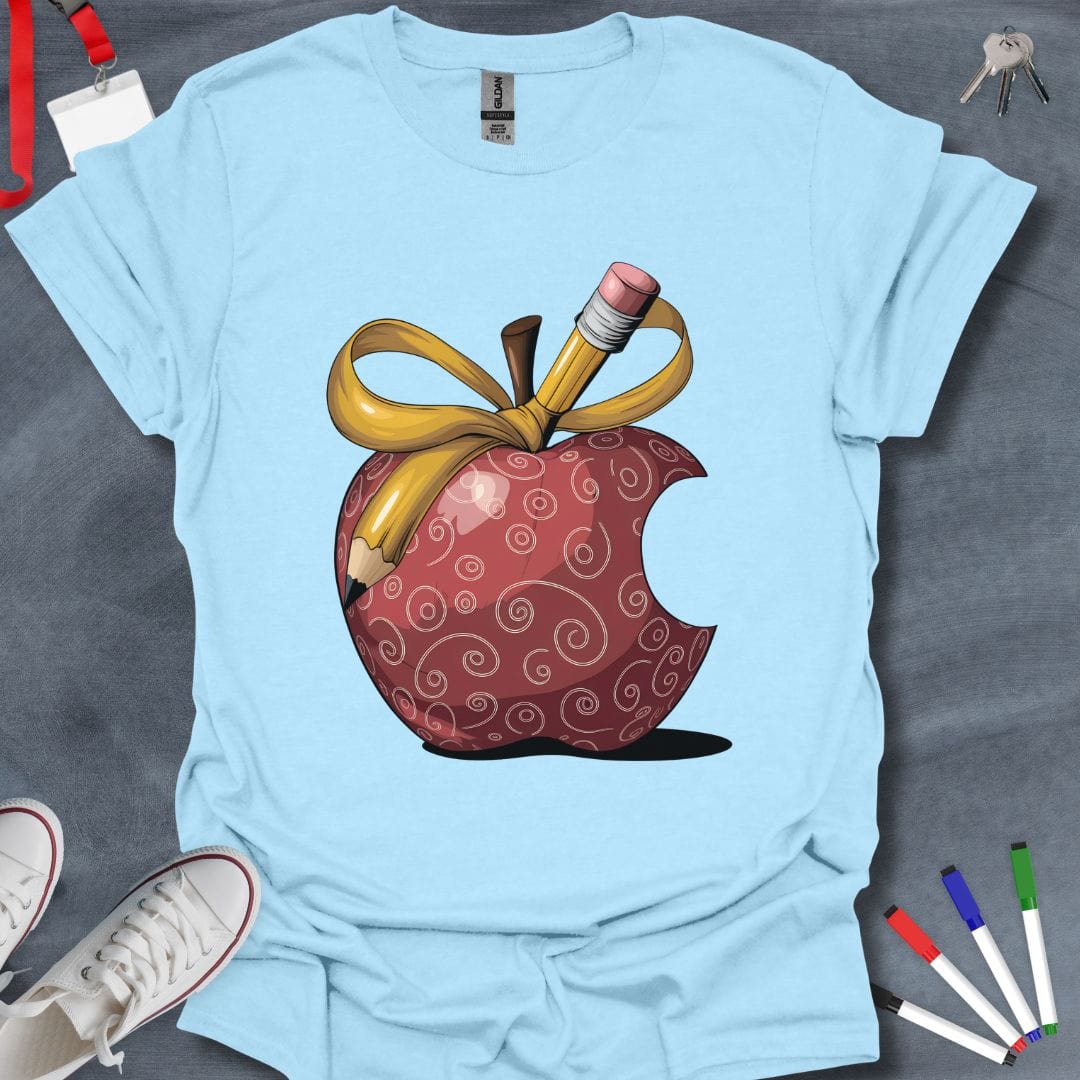 Teacher T-Shirt Light Blue / S Creative Core Teacher's Apple and Pencil T-Shirt