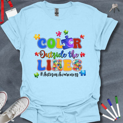 Teacher T-Shirt Light Blue / S Color Outside the Lines Puzzle T-Shirt