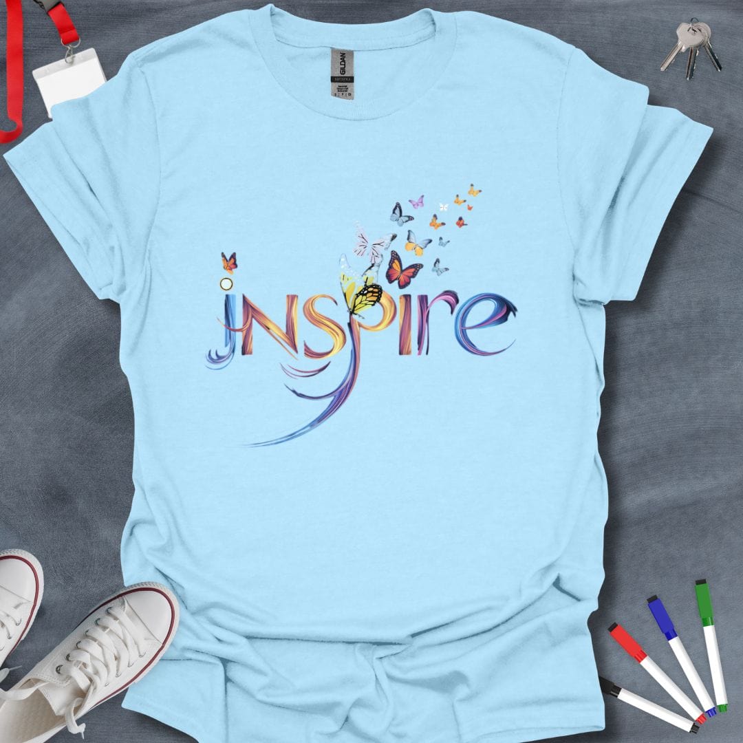 Teacher T-Shirt Light Blue / S Colorful Inspire Butterfly T-Shirt