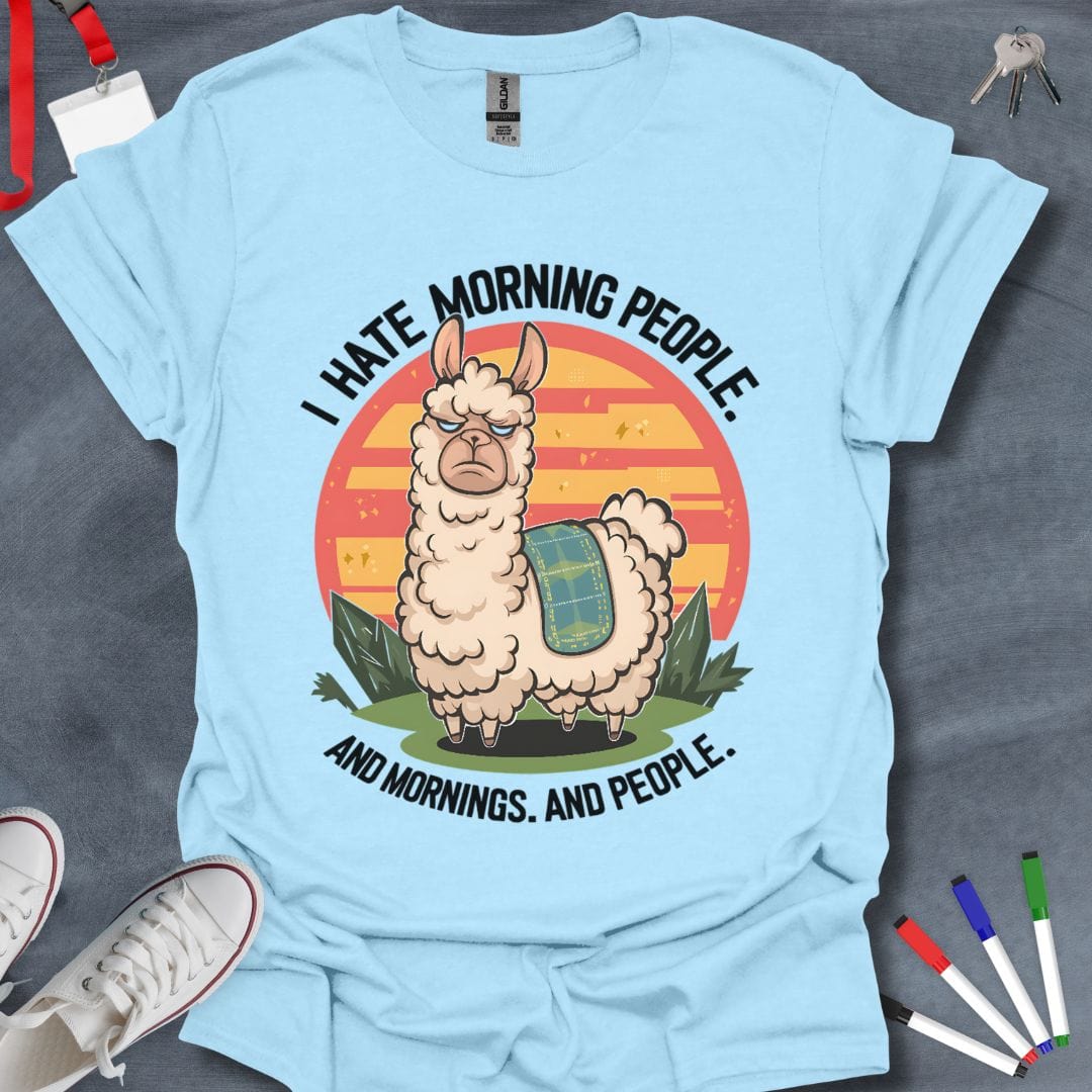 Teacher T-Shirt Light Blue / S Grumpy Llama Morning Hater T-Shirt