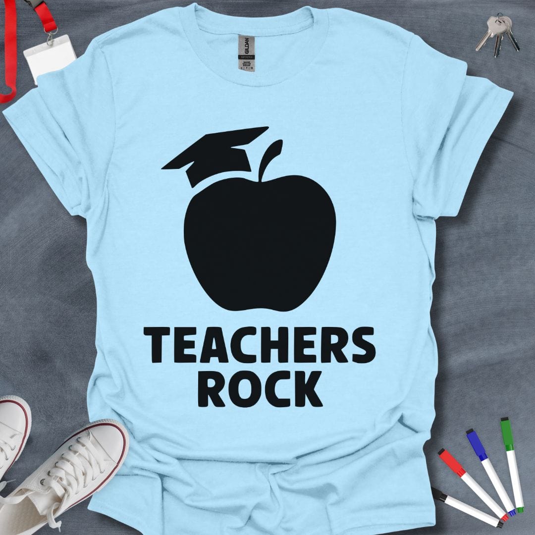 Teacher T-Shirt Light Blue / S Academic Apple Teachers Rock T-Shirt