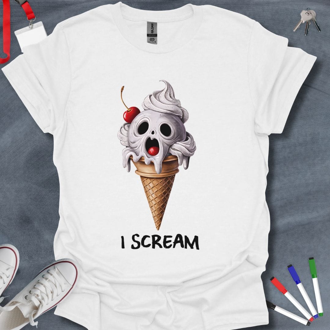 Teacher T-Shirt White / S Spooky Ice Cream Skull T-Shirt