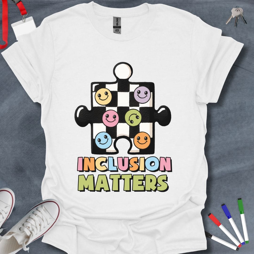 Teacher T-Shirt White / S Inclusion Matters Puzzle T-Shirt