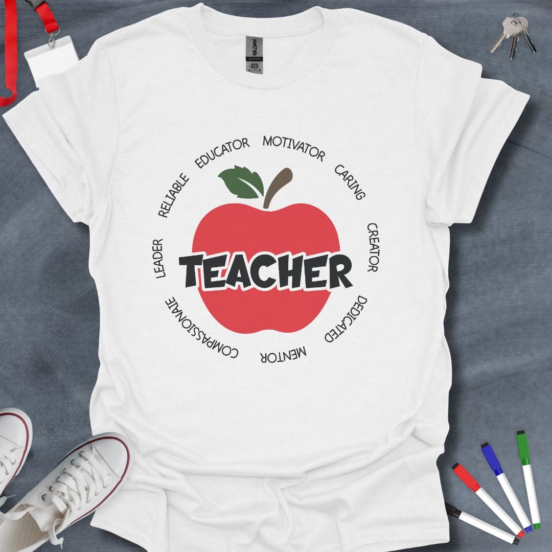 Teacher T-Shirt White / S Teacher Appreciation Apple T-Shirt