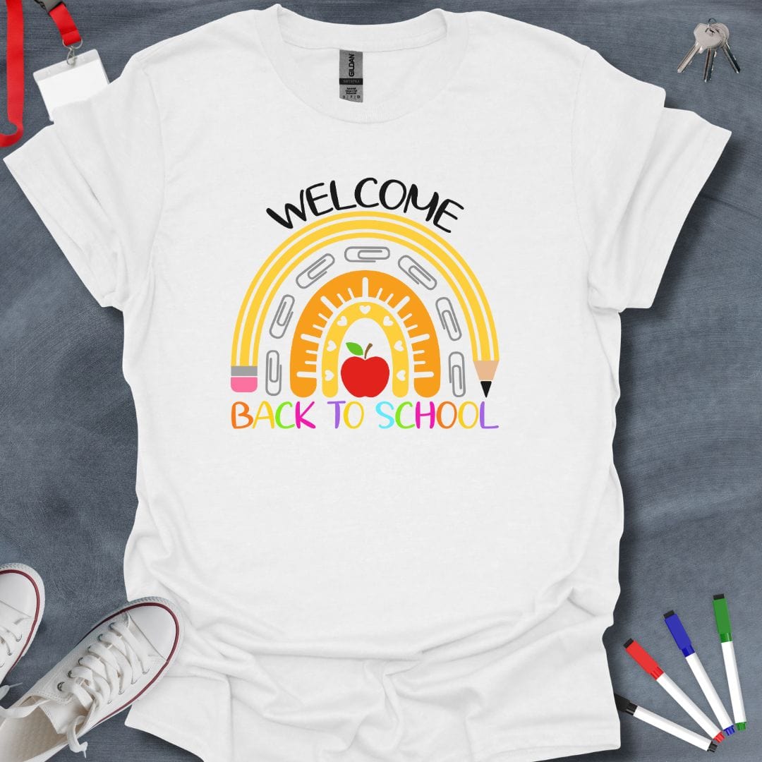 Teacher T-Shirt White / S Rainbow Back to School T-Shirt