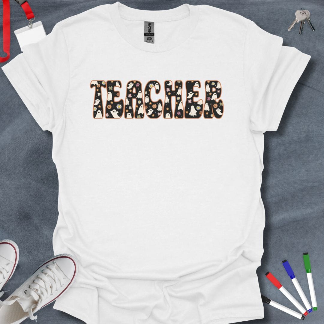 Teacher T-Shirt White / S Halloween Teacher Ghost T-Shirt