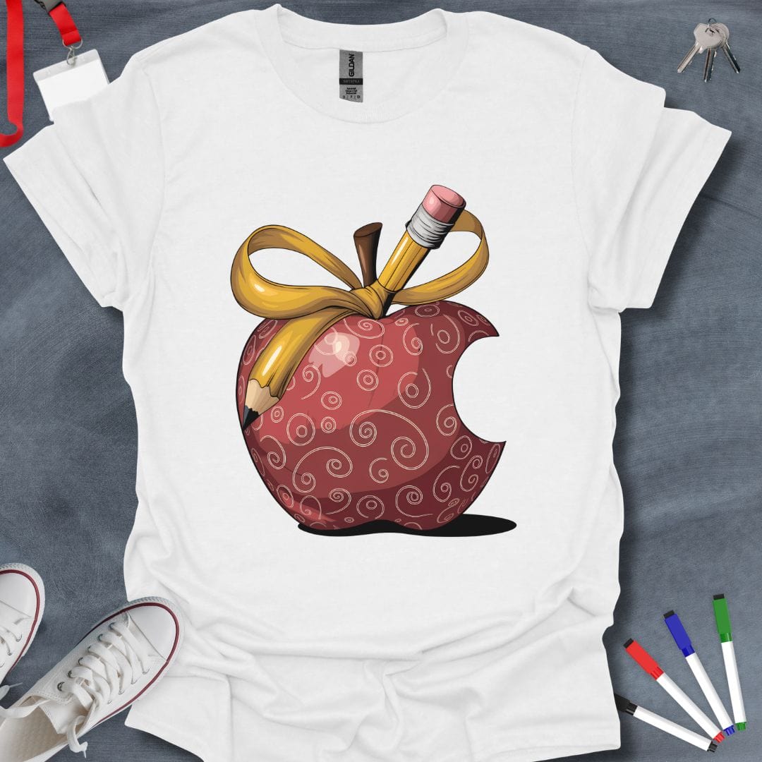 Teacher T-Shirt White / S Creative Core Teacher's Apple and Pencil T-Shirt