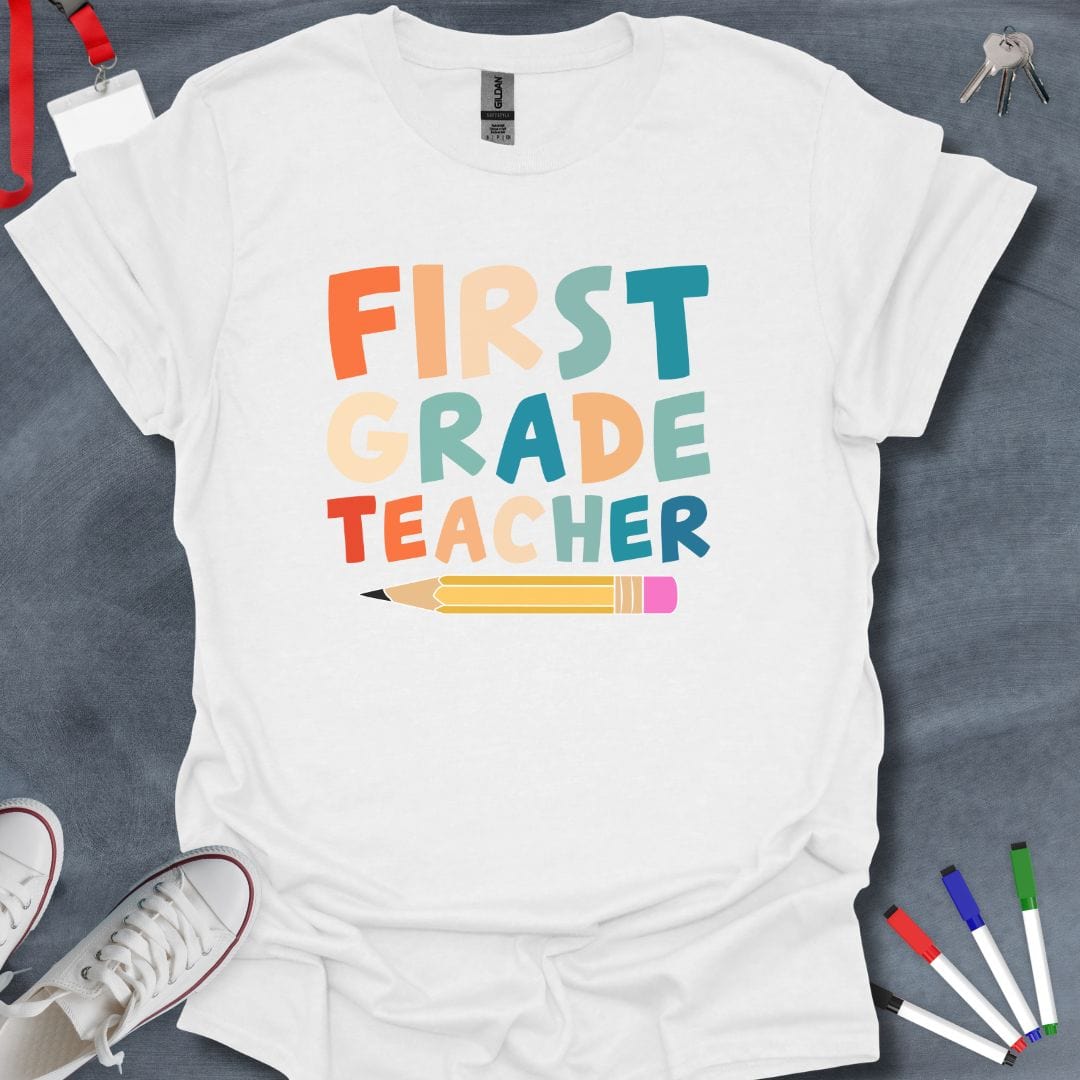 Teacher T-Shirt White / S First Grade Teacher T-Shirt