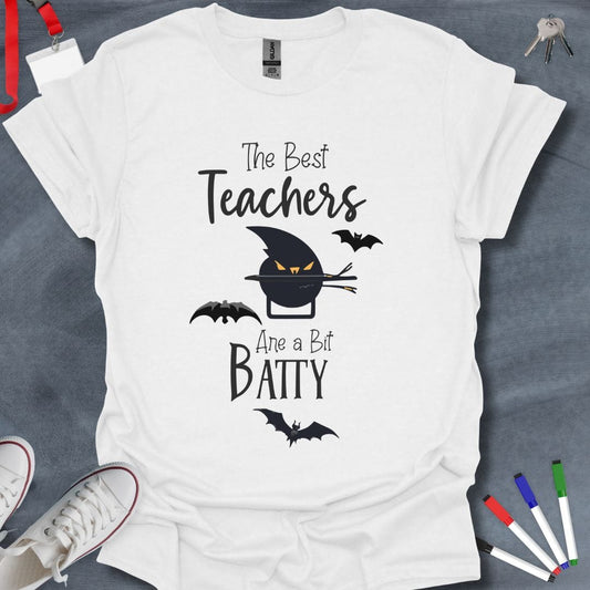 Teacher T-Shirt White / S Best Teachers Are a Bit Batty Halloween T-Shirt