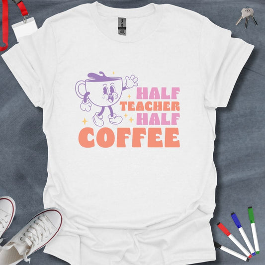 Teacher T-Shirt White / S Groovy Teacher Coffee Retro T-Shirt