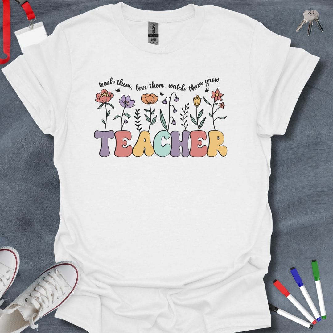 Teacher T-Shirt White / S Floral Teacher T-Shirt