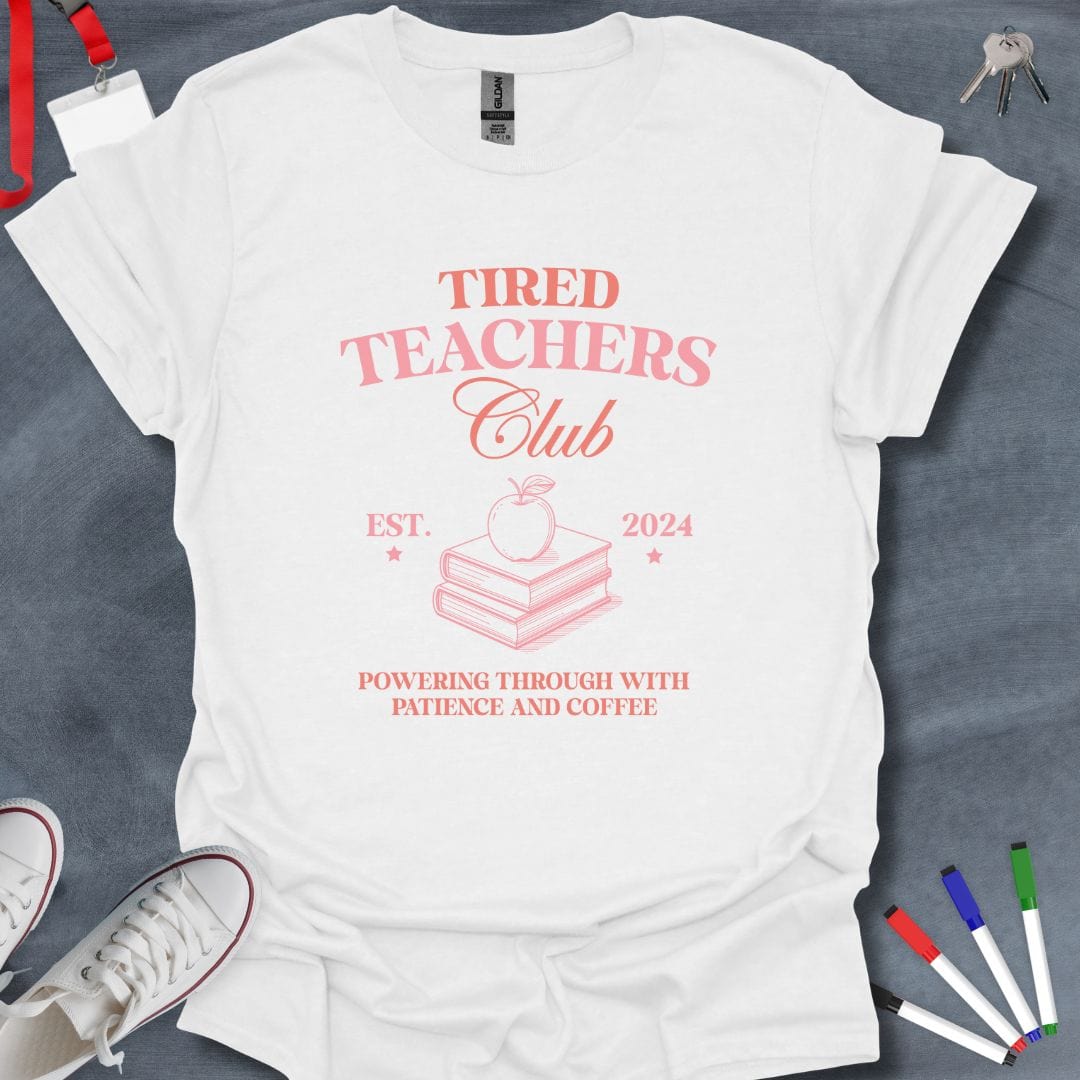 Teacher T-Shirt White / S Tired Teachers Club Vintage Style T-Shirt