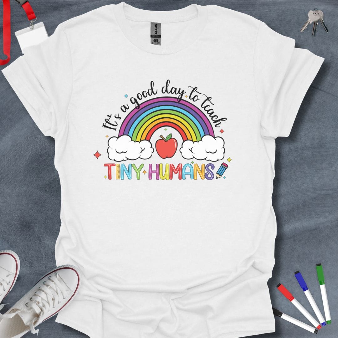 Teacher T-Shirt White / S Tiny Humans Rainbow T-Shirt