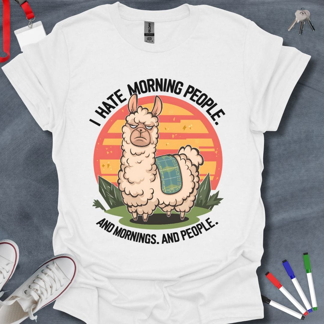 Teacher T-Shirt White / S Grumpy Llama Morning Hater T-Shirt