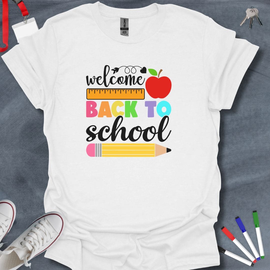 Teacher T-Shirt White / S Colorful Back to School T-Shirt