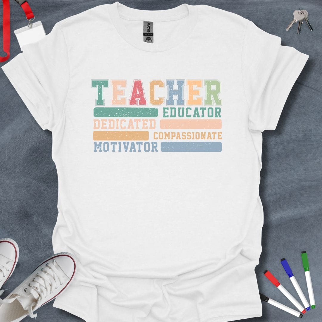 Teacher T-Shirt White / S Teacher Traits Multicolored T-Shirt