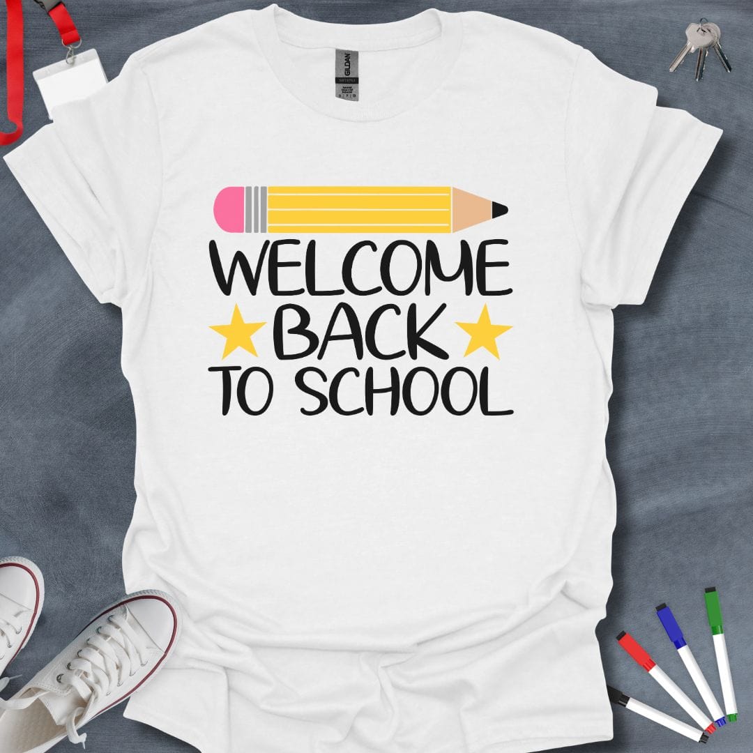 Teacher T-Shirt White / S Stars Welcome Back to School T-Shirt