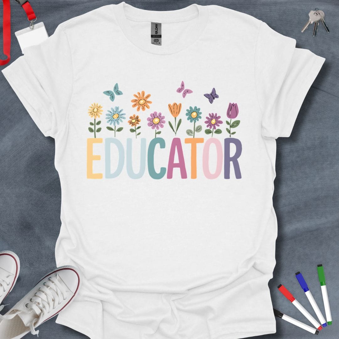 Teacher T-Shirt White / S Floral Educator T-Shirt