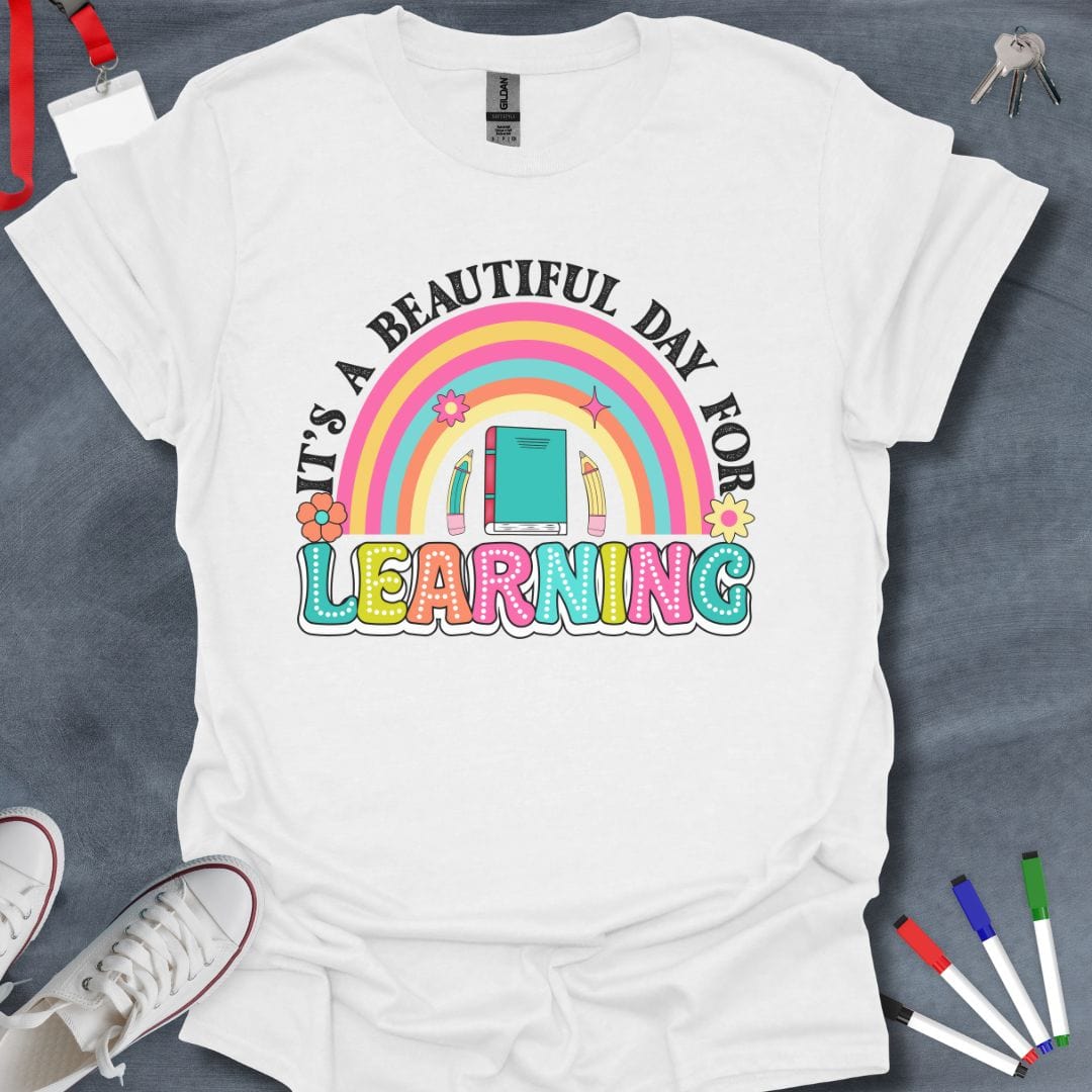 Teacher T-Shirt White / S Learning Rainbow T-Shirt