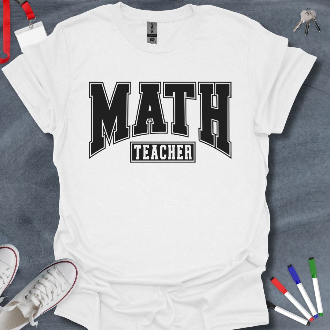 Teacher T-Shirt White / S Varsity Math Teacher T-Shirt