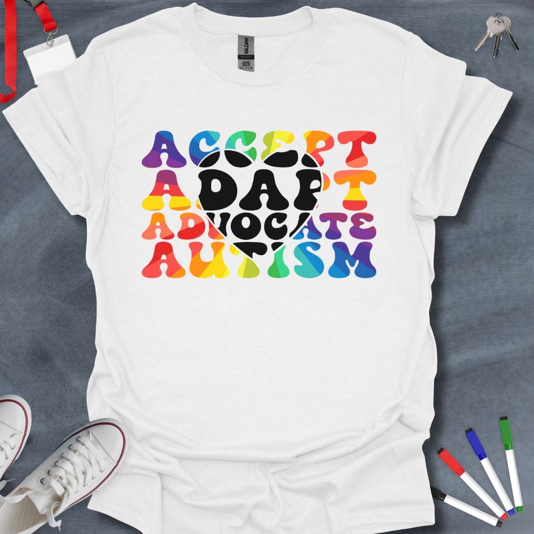 Teacher T-Shirt White / S Accept Advocate Autism T-Shirt