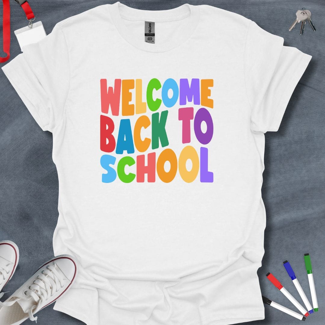 Teacher T-Shirt White / S Colorful Welcome Back to School T-Shirt