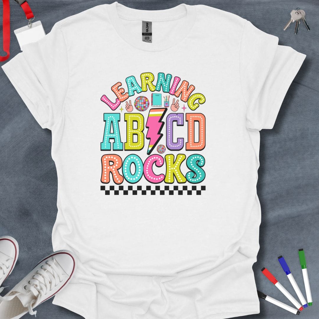 Teacher T-Shirt White / S Learning ABCD Rocks T-Shirt