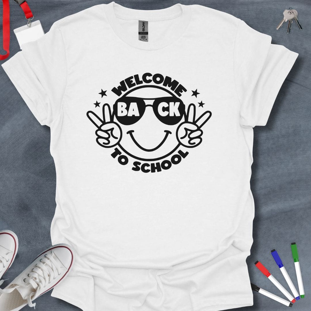 Teacher T-Shirt White / S Welcome Back Smiling Face T-Shirt