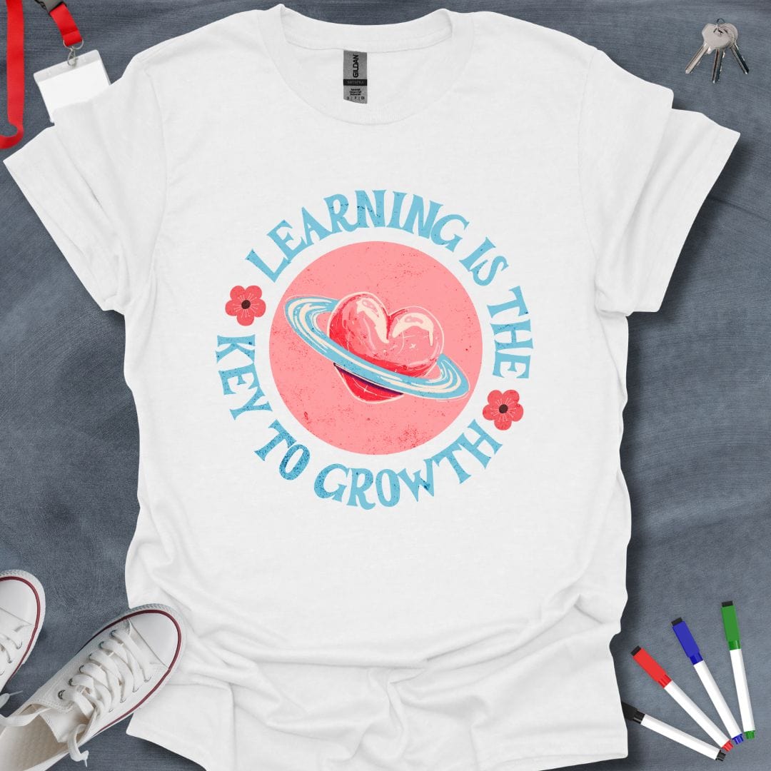 Teacher T-Shirt White / S Learning is the Key to Growth Planetary T-Shirt