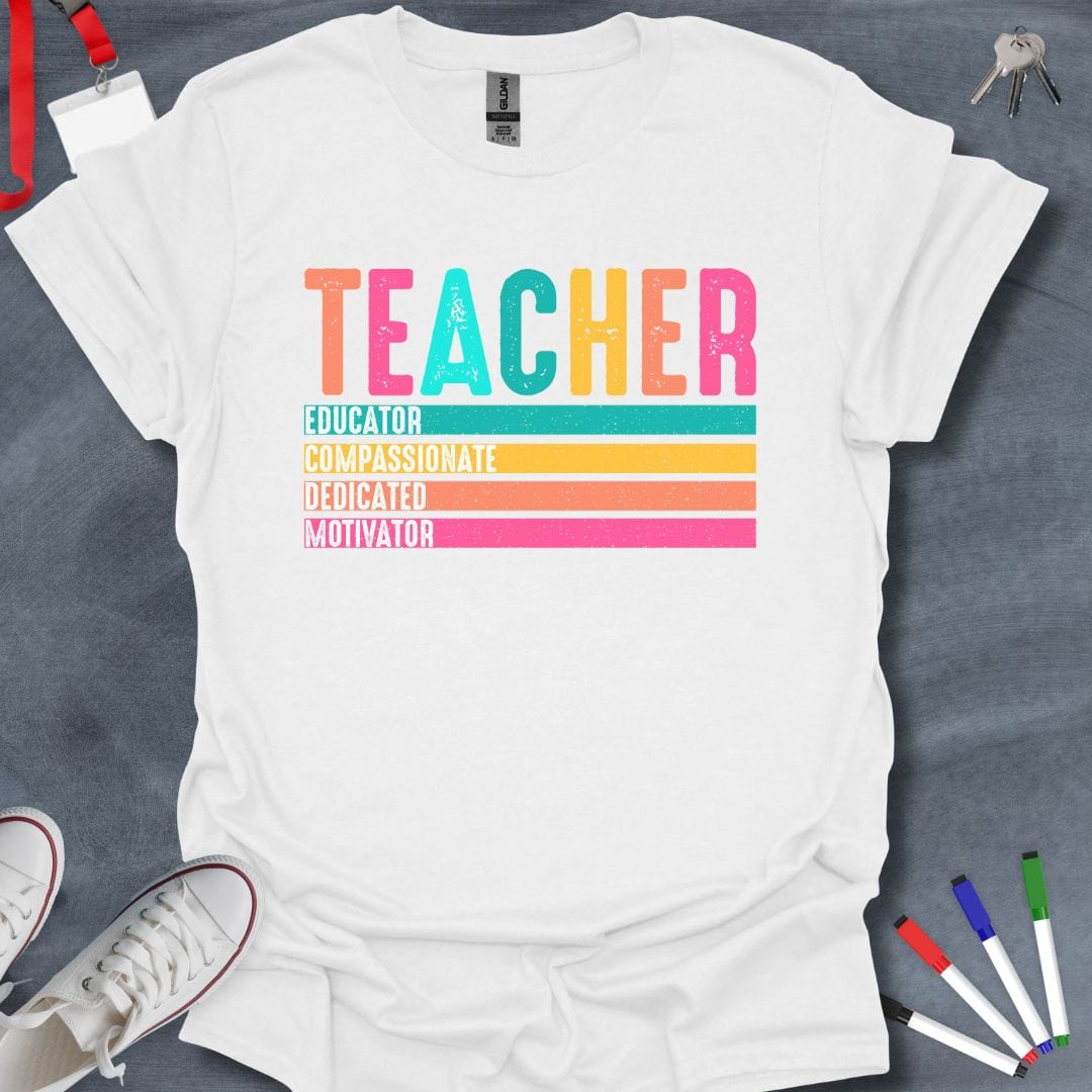 Teacher T-Shirt White / S Vibrant Educator Values T-Shirt