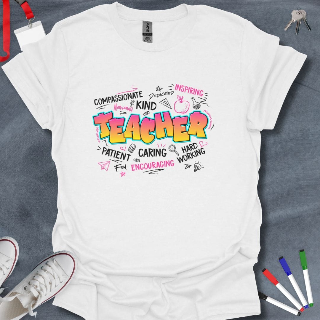 Teacher T-Shirt White / S Neon Motivator Teacher T-Shirt