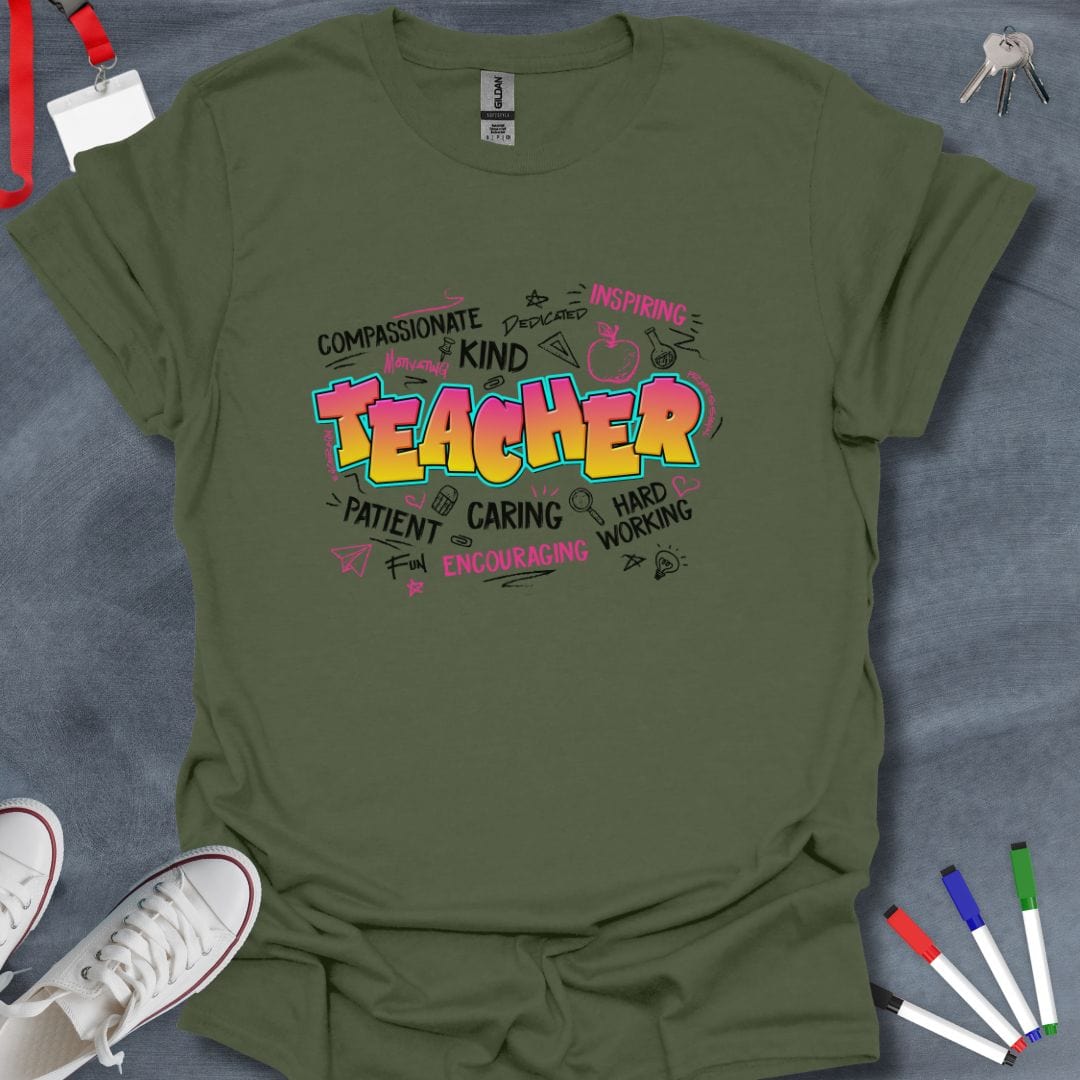 Teacher T-Shirt Military Green / S Neon Motivator Teacher T-Shirt