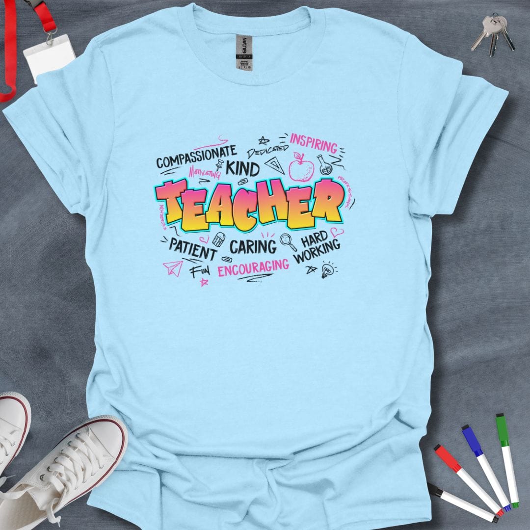 Teacher T-Shirt Light Blue / S Neon Motivator Teacher T-Shirt