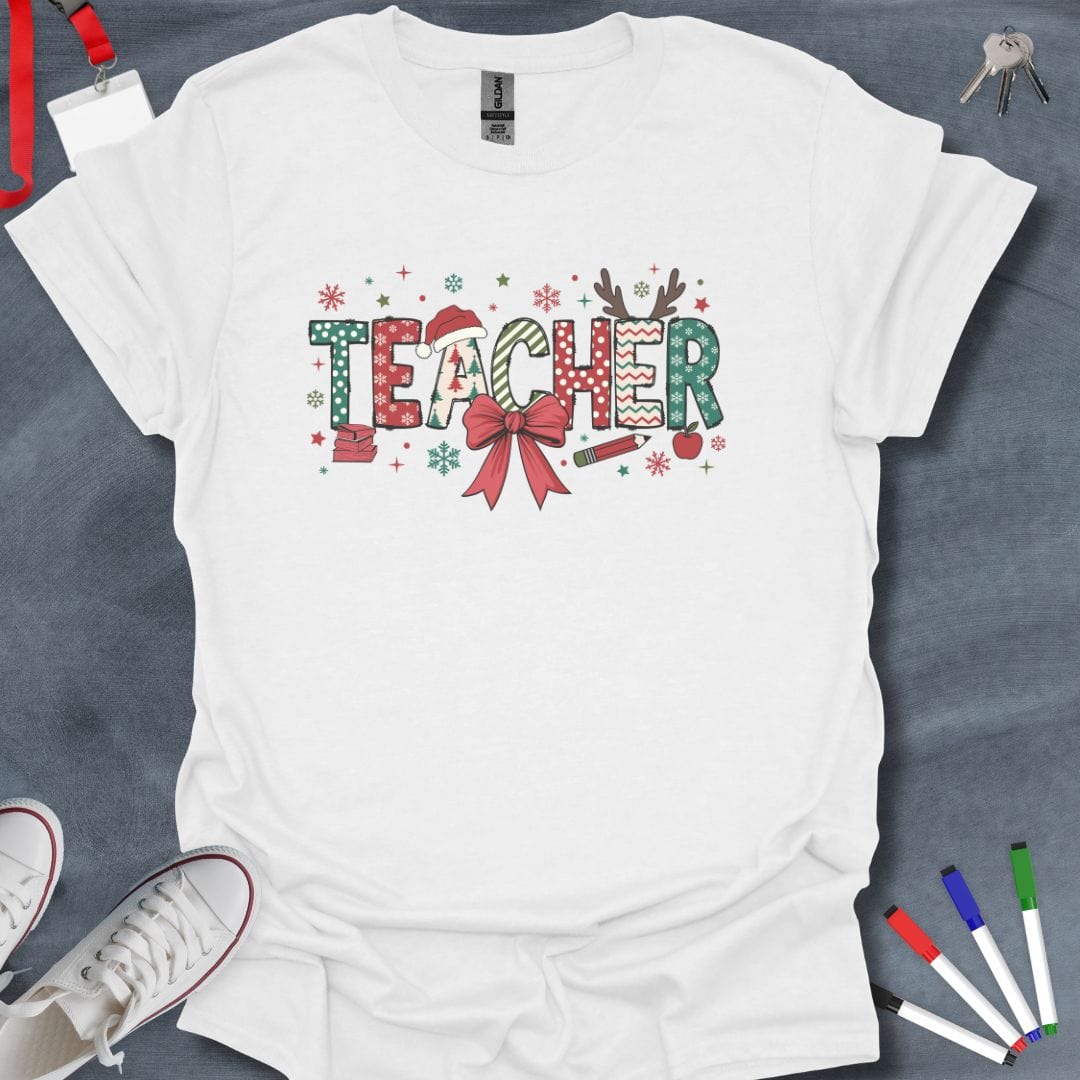 Teacher T-Shirt White / S Jolly Teacher Christmas Festivity T-Shirt