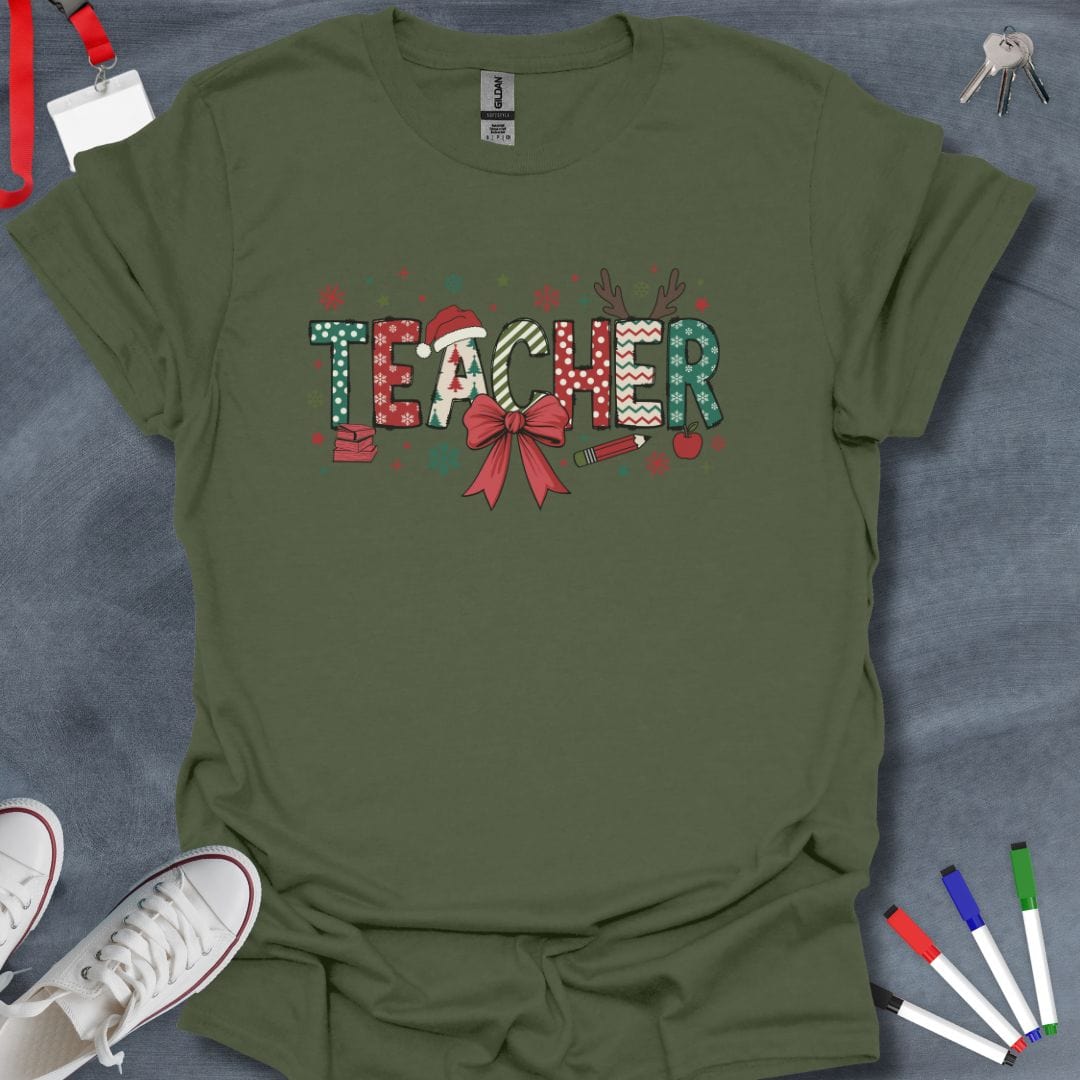 Teacher T-Shirt Military Green / S Jolly Teacher Christmas Festivity T-Shirt