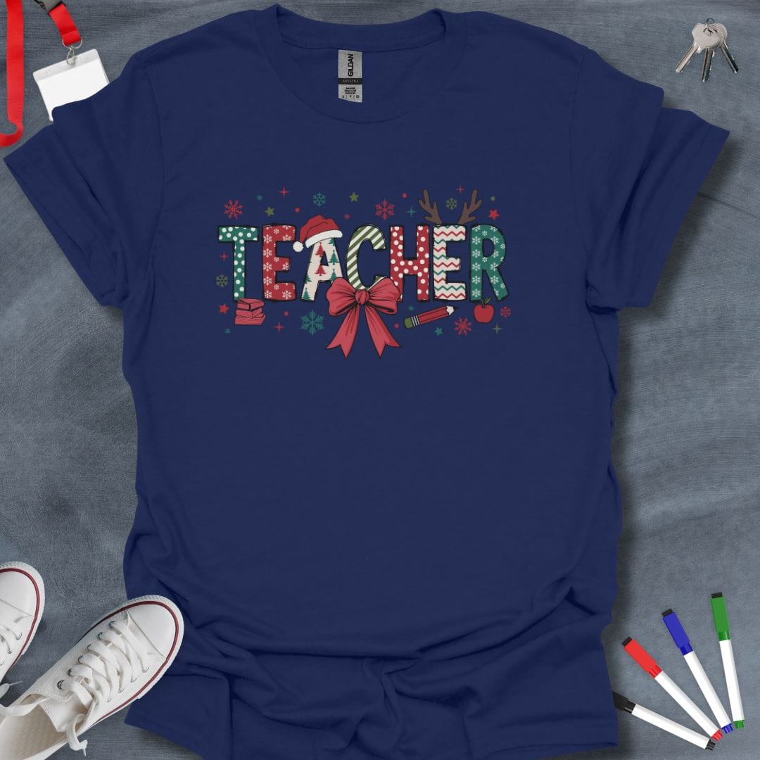 Teacher T-Shirt Navy / S Jolly Teacher Christmas Festivity T-Shirt