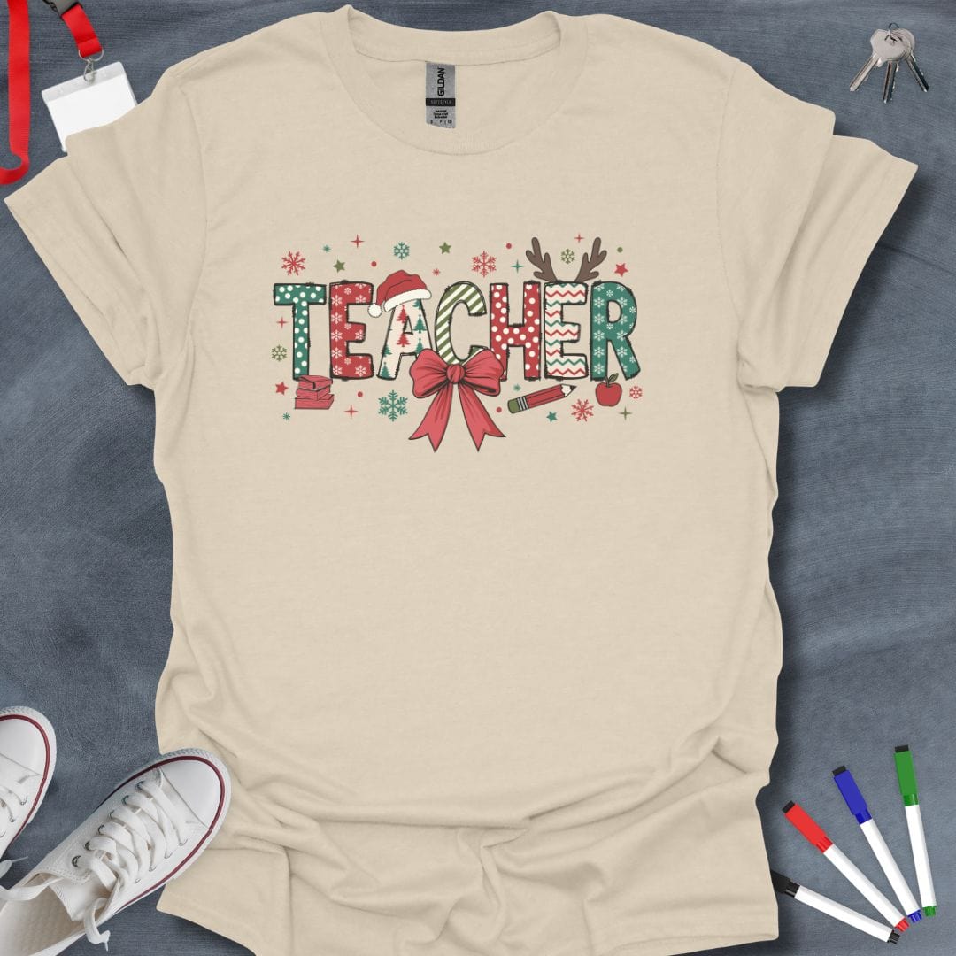 Teacher T-Shirt Natural / S Jolly Teacher Christmas Festivity T-Shirt