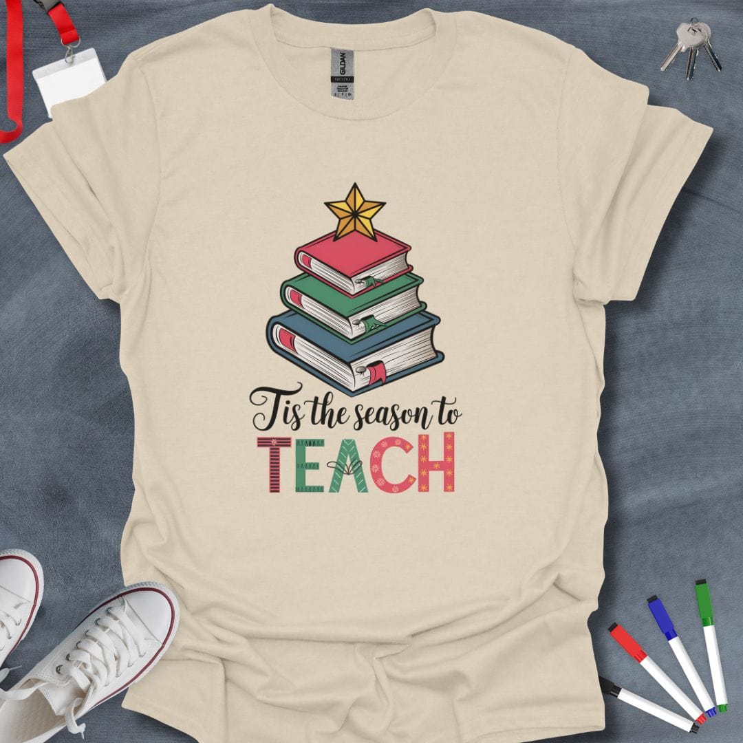 Teacher T-Shirt Natural / S Seasonal Teach Cheer T-Shirt