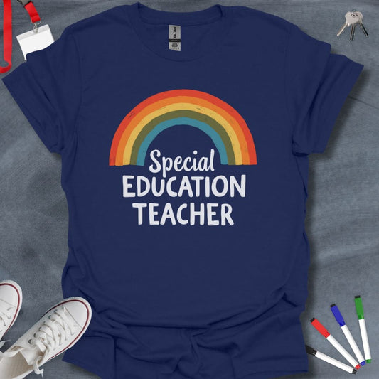 Teacher T-Shirt Navy / S Rainbow Special Educator T-Shirt