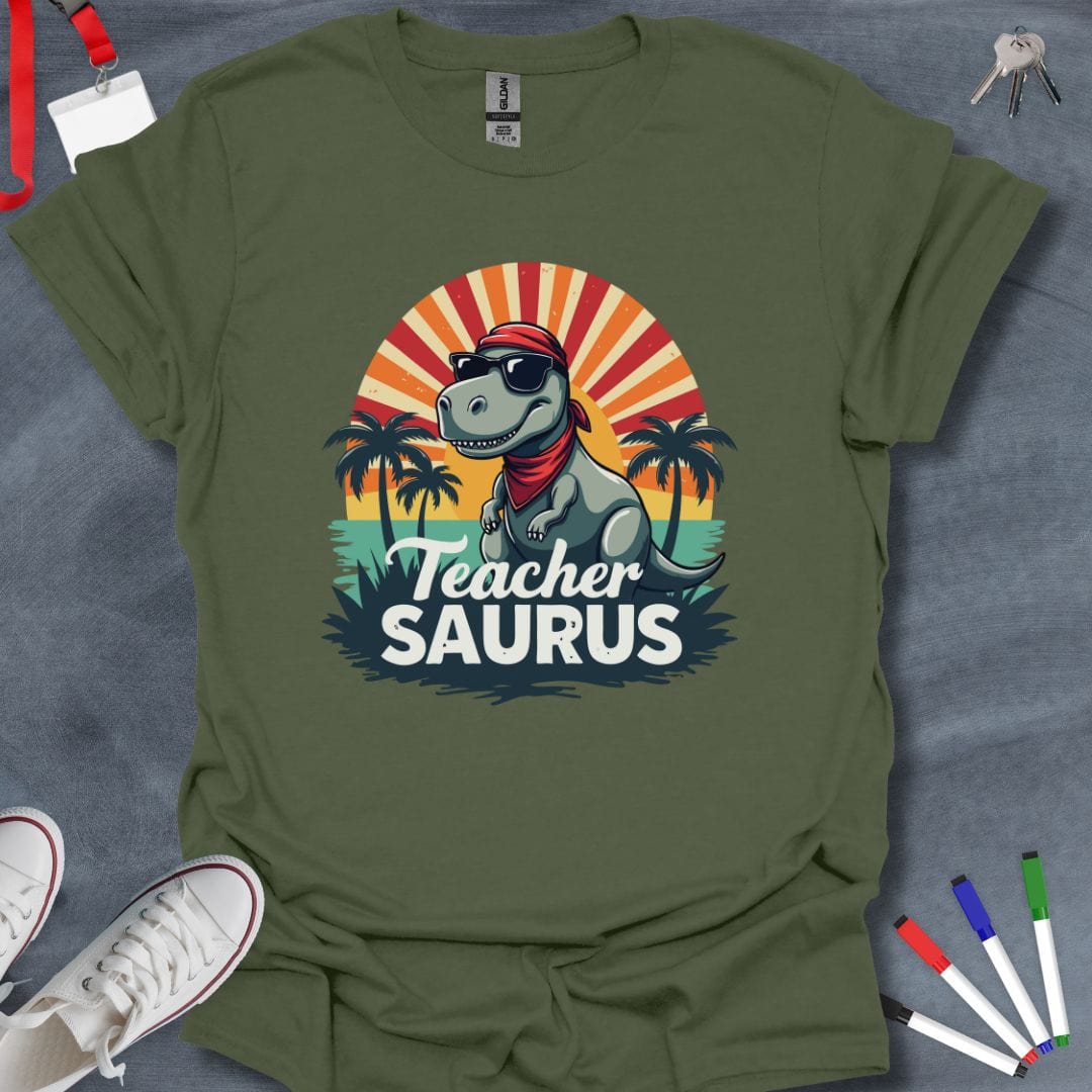 Teacher T-Shirt Military Green / S TeacherSaurus Rex T-Shirt