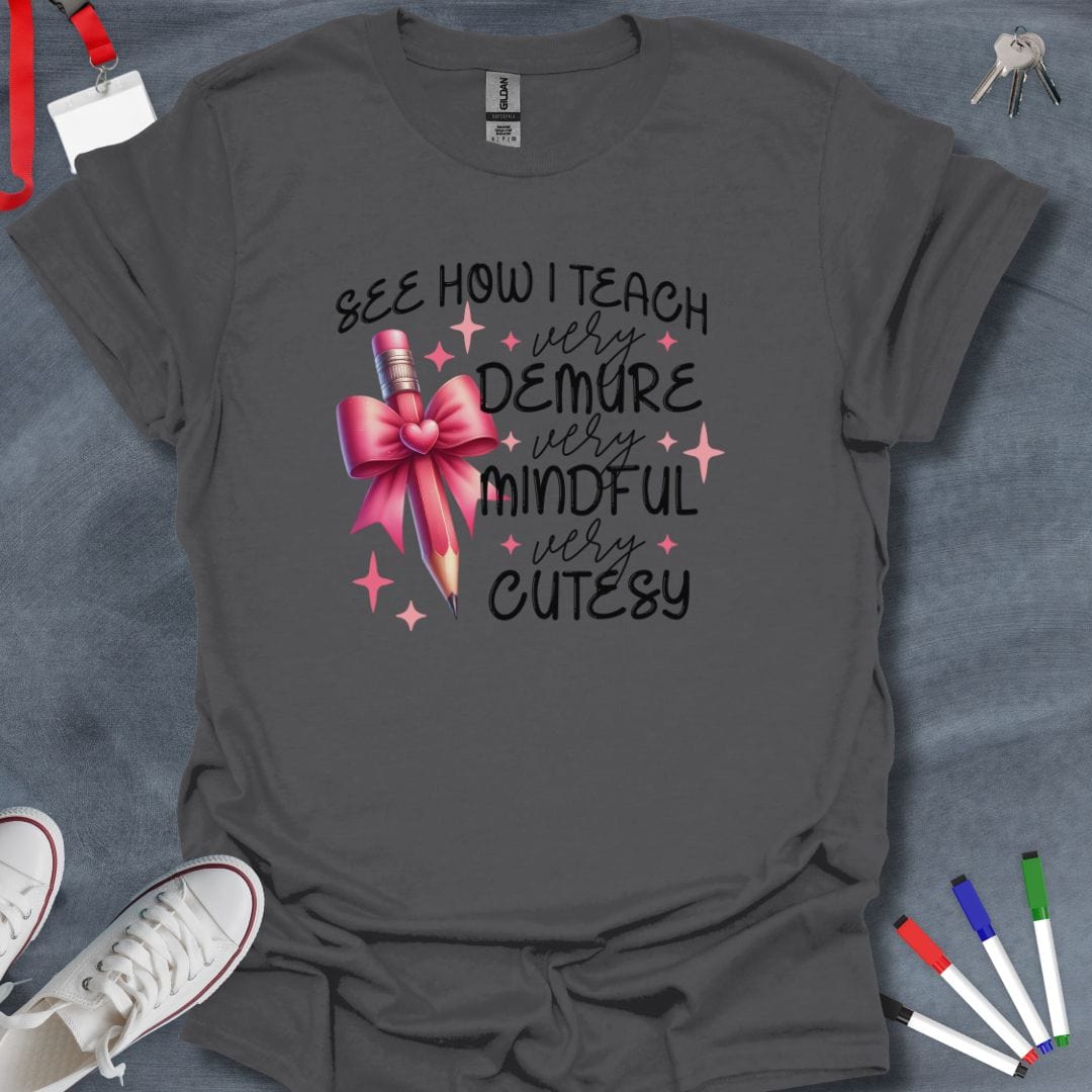 Teacher T-Shirt Charcoal / S Cutesy Teacher Charm T-Shirt