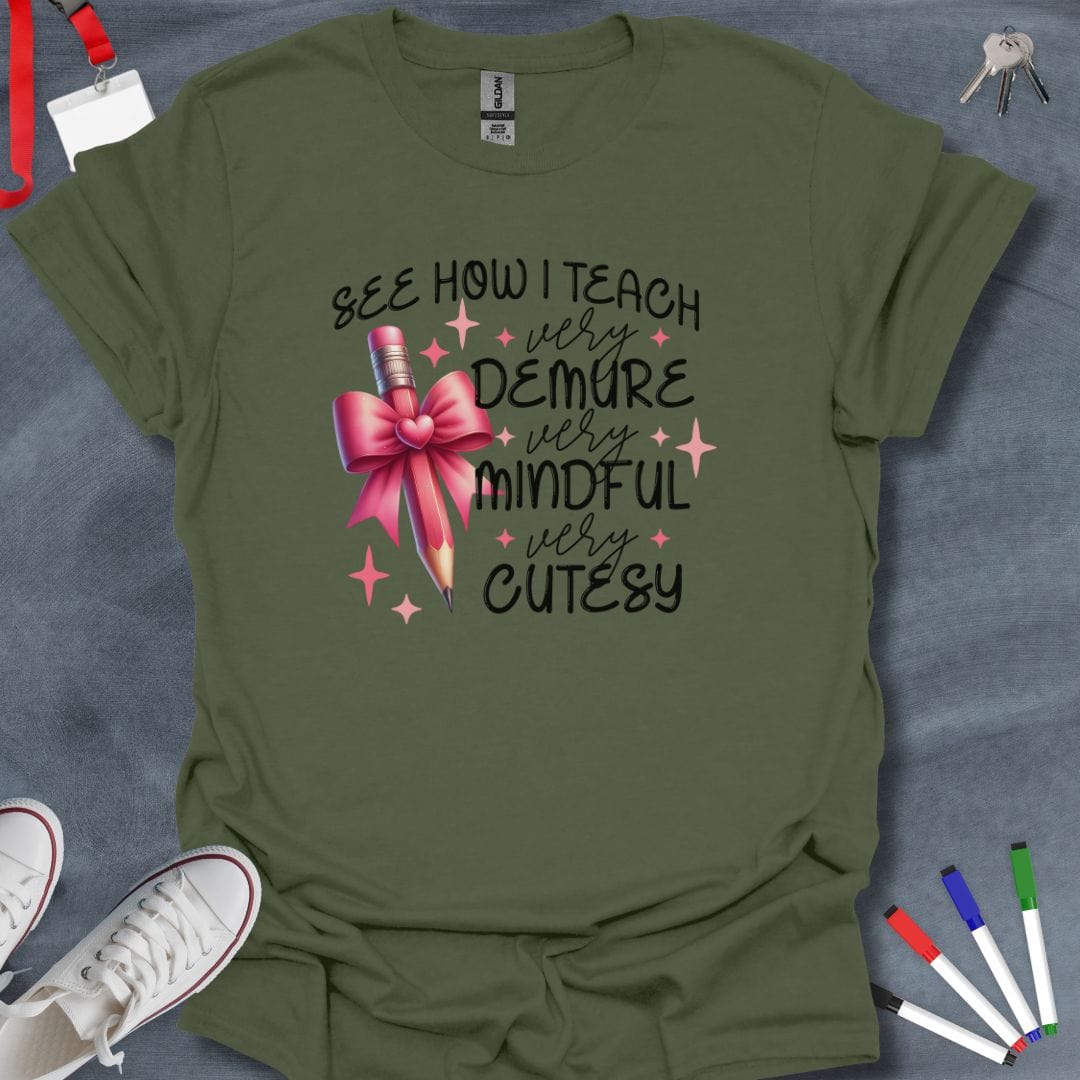 Teacher T-Shirt Military Green / S Cutesy Teacher Charm T-Shirt