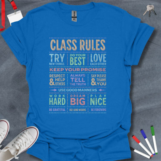 Teacher T-Shirt Royal / S Vibrant Class Rules Teacher T-Shirt