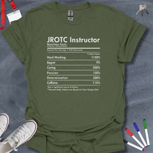 Teacher T-Shirt Military Green / S JROTC Instructor Nutritional Facts T-Shirt